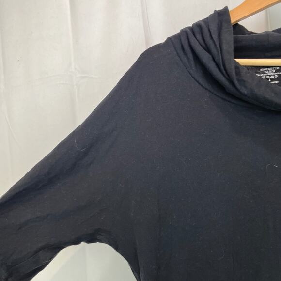 MAJESTIC Paris  1 S Cowl Neck Tunic Top Dolman 3/4 Sleeve Cotton Cashmere Black - Picture 5 of 10